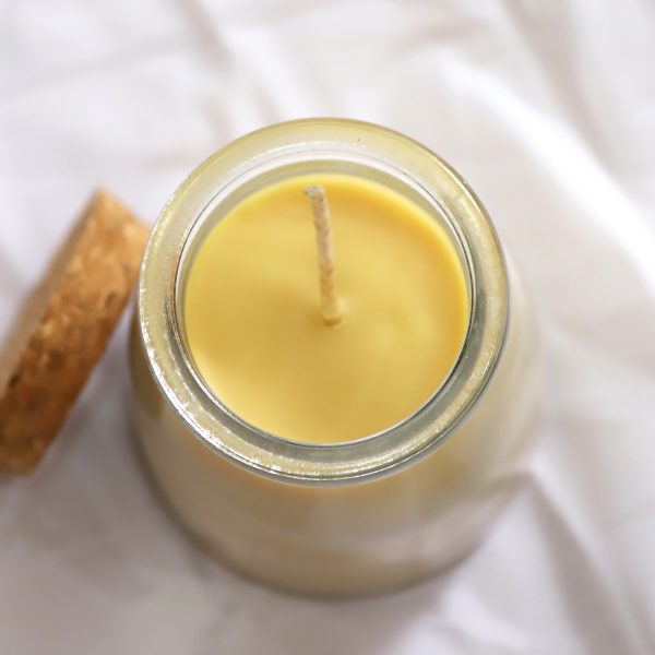 Small Milk Jar Beeswax Candle - Top